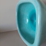 Turquoise cracked ceramic empty pocket signed Keramos, Sèvres circa 1950