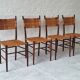 Four teak dining chairs with patinated cane after Gio Ponti, Italy 1960s