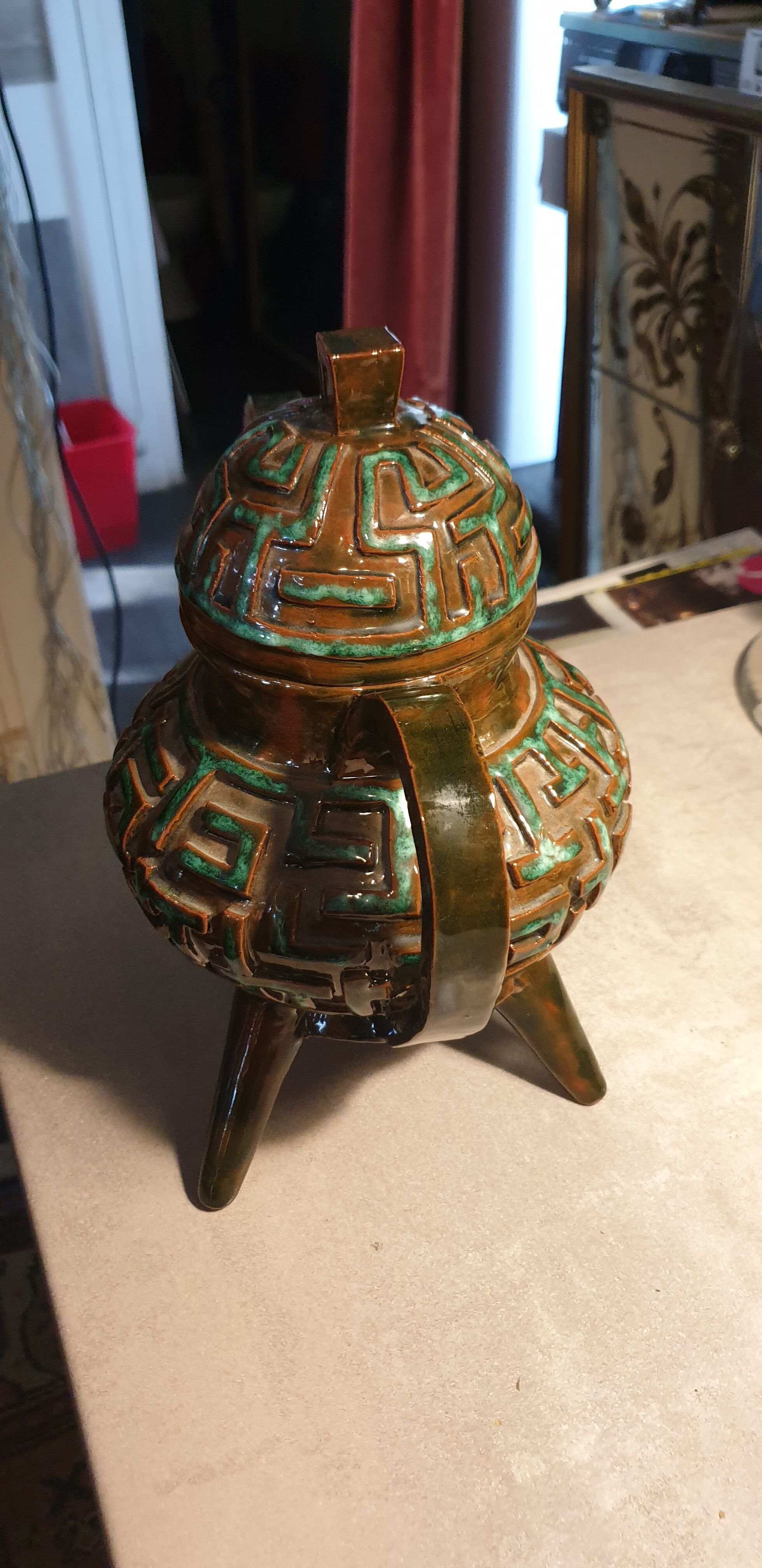 Terracotta teapot signed