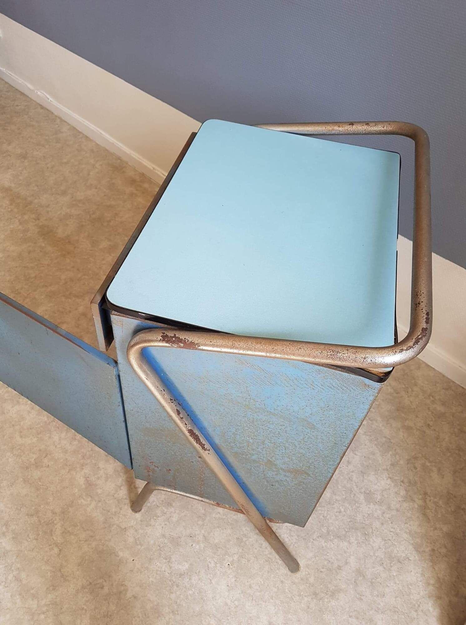 Pair of metal bedside tables and shelves formica years 60 in their juice