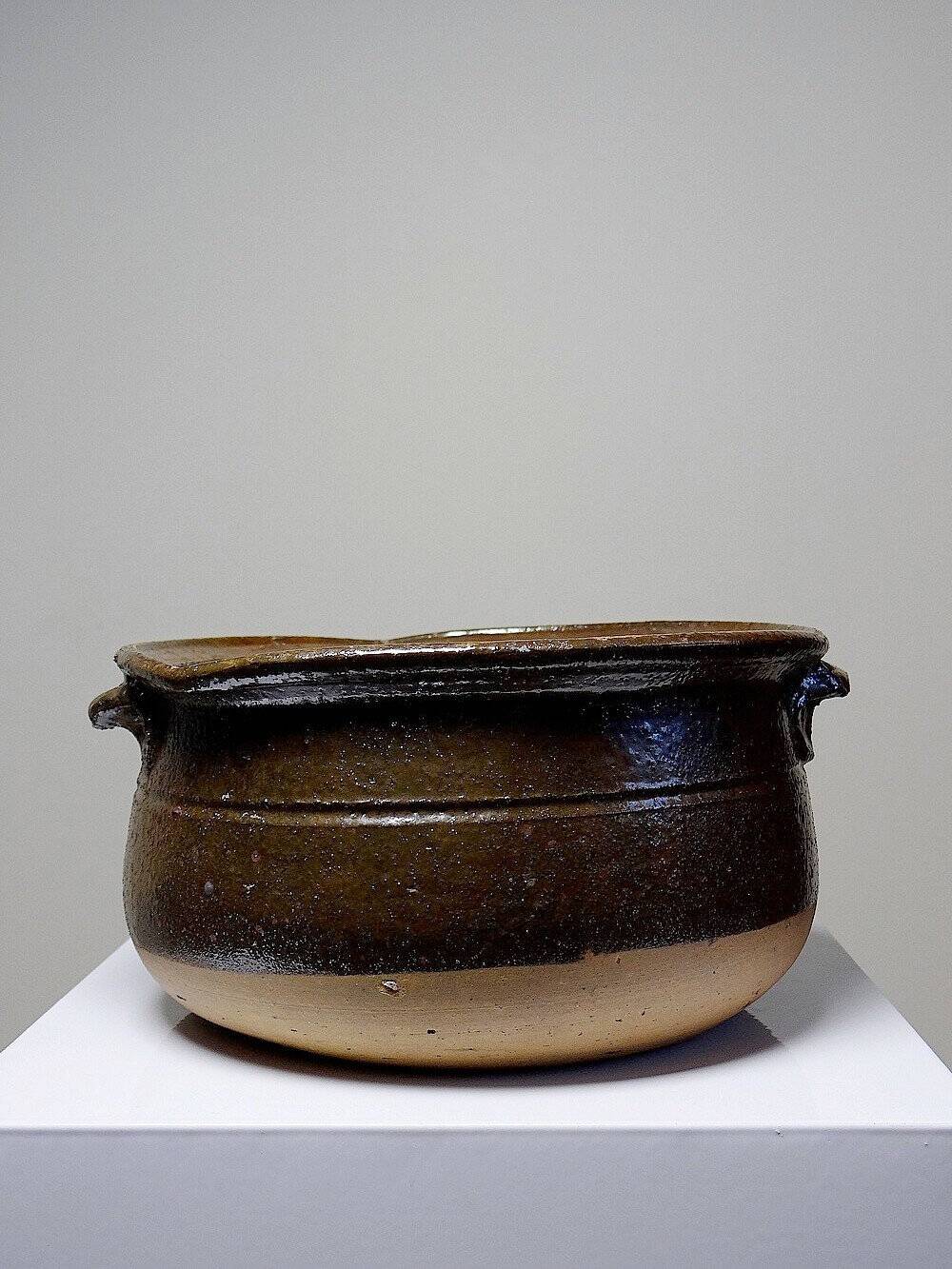 Marmite/old earthenware bowl from the 20th century, glazed stoneware from Puisaye.