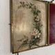 Vintage 1900s triptych barber mirror JB gilt burgundy - 30 x 67 cm