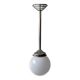 Opaline and chrome-plated metal globe pendant light – 1950s