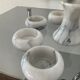 Series of 6 vintage candle holders in white marble 70s