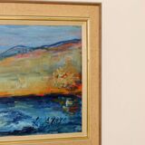 Mid-century oil painting on canvas "Landscape" - Vintage and printed