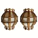 2 appliques danoises en placage de bois et tissu, années 1970