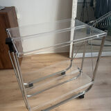 Folding dessert table in acrylic on wheels