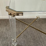 Vintage coffee table in lucite and brass 60s-70s
