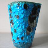 Old blue ceramic vase terracotta sea foam 22 cm living room office decoration