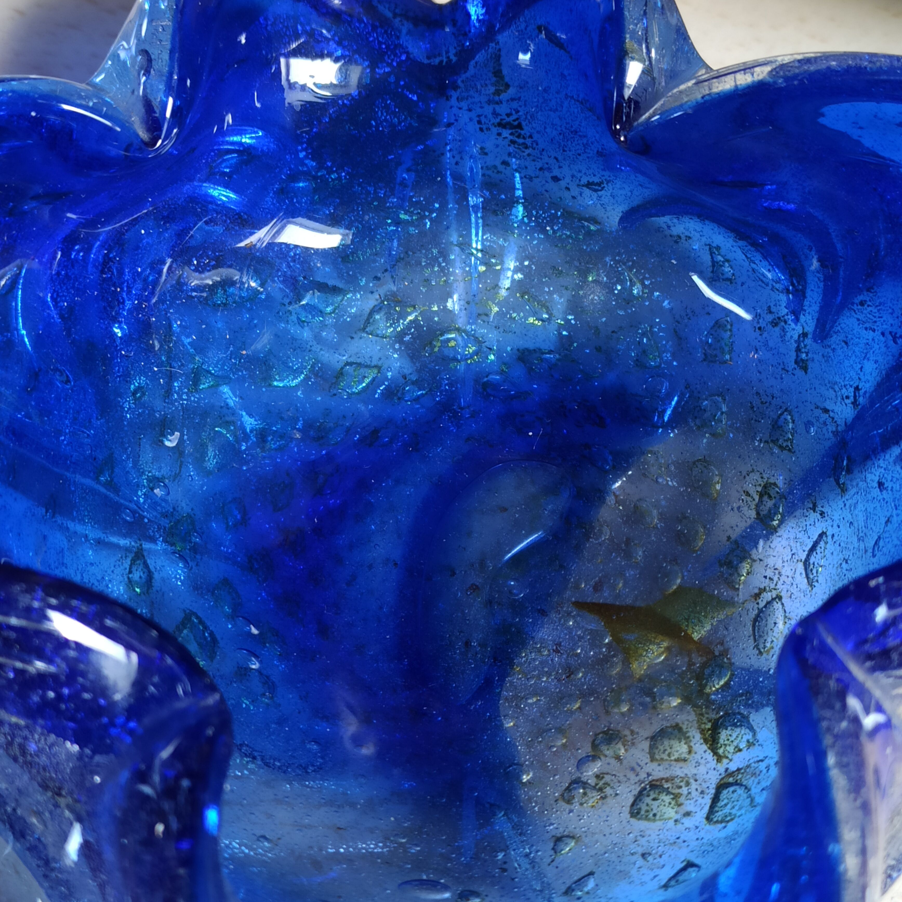 Vintage cobalt blue Murano ashtray