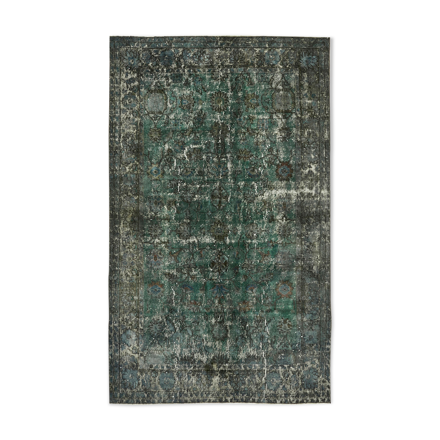 Hand-knotted antique oriental 1970s 154 cm x 237 cm blue carpet