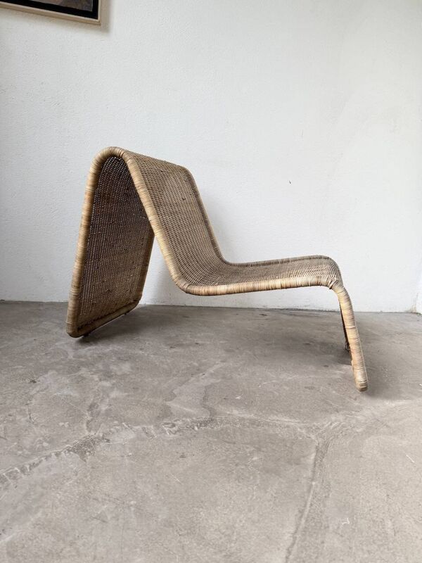Fauteuil, chauffeuse en osier tressé Hestra par Ikea 1982