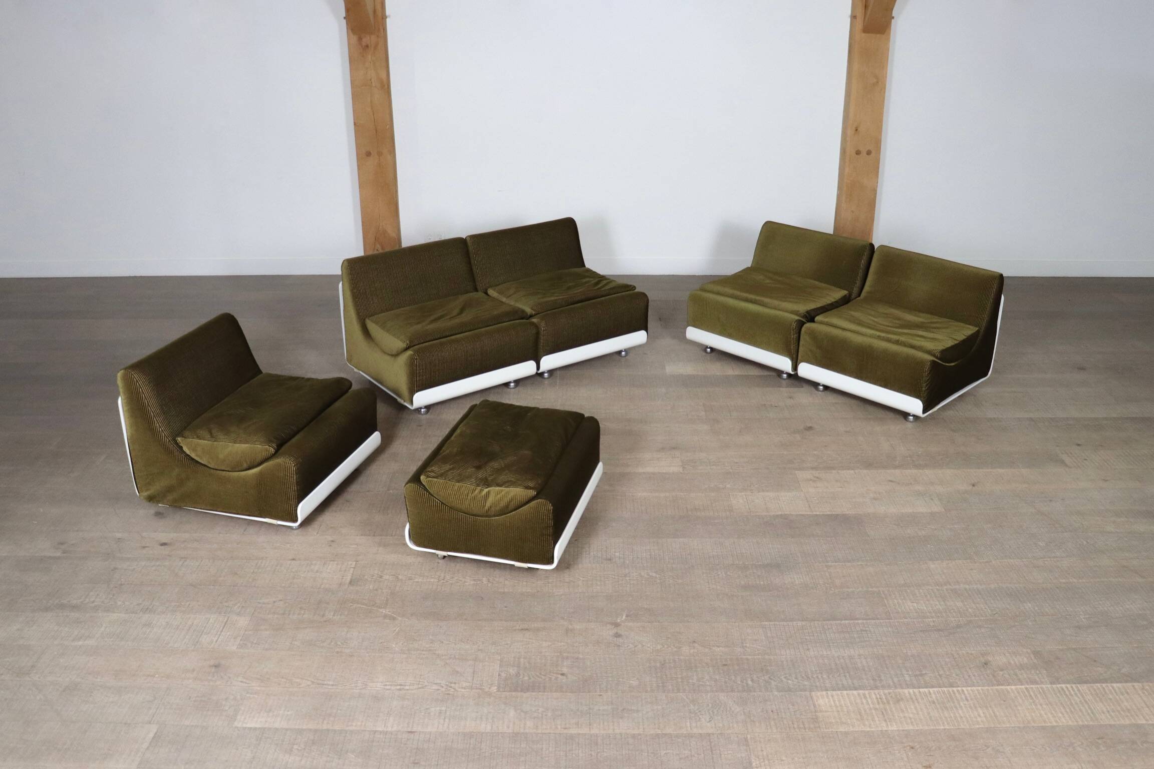 COR Orbis Modular Sofa In olive green Corduroy By Luigi Colani, 1970s