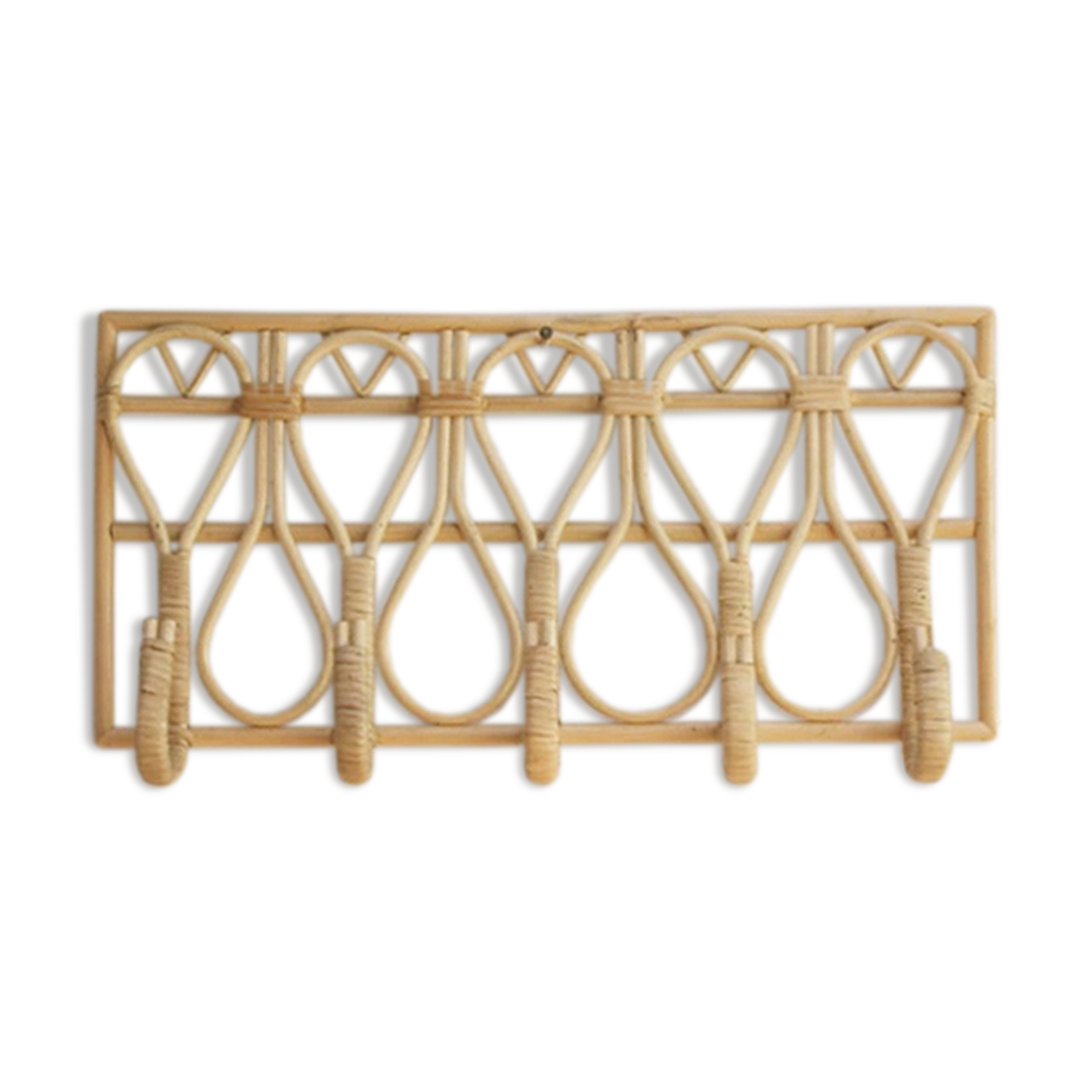 Patère coat rack in bohemian vintage rattan canning