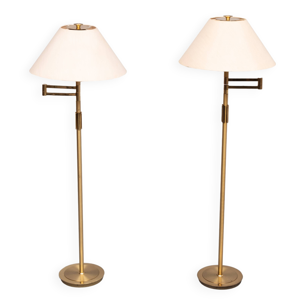 Pair b m leuchten brass library floor lamps 1970s Selency