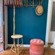 Pouf en velours rose