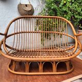 Rattan bench 70s