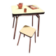Yellow formica table + stool