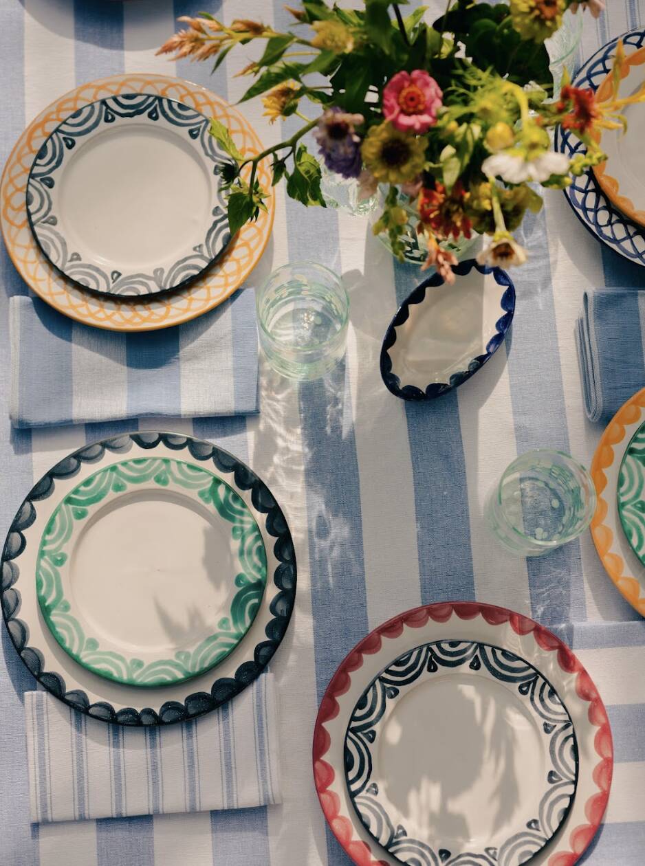 Blue Stripe Tablecloth: 240cm x 170cm