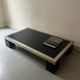 Table basse noire & chrome brossé dans le gout de Willy Rizzo, design 1970