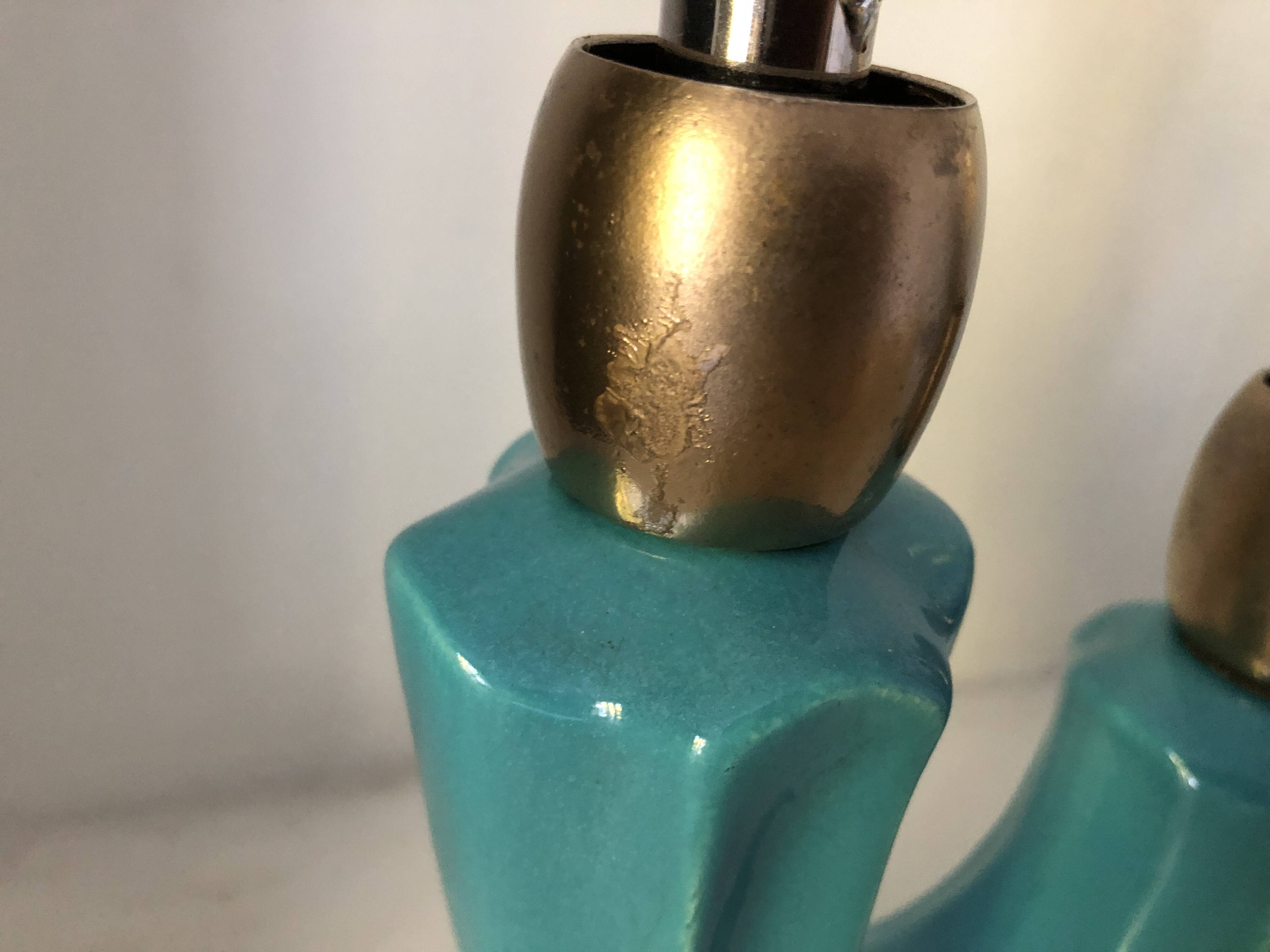 Pair of vintage 1960s double ceramic lamps