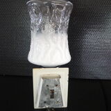 Torch type wall lamp in transparent and white glass