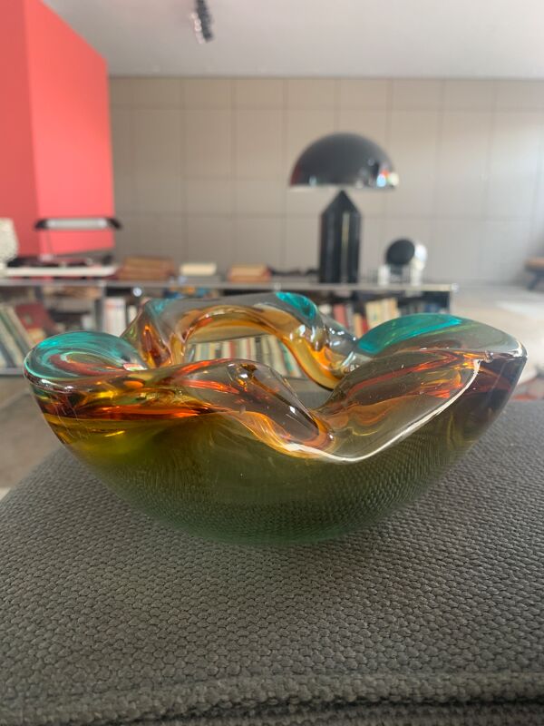 Cendrier en verre de Murano forme trèfle