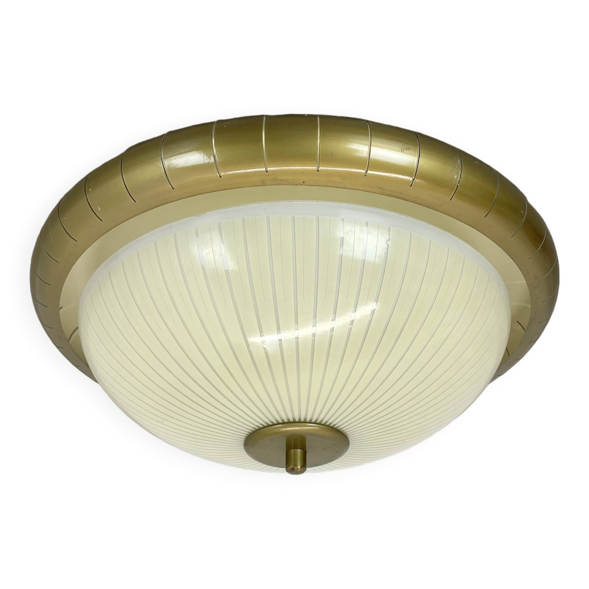 round 36cm metal Gino Sarfatti Style wall Ceiling Light Flushmount, Italy 1950s