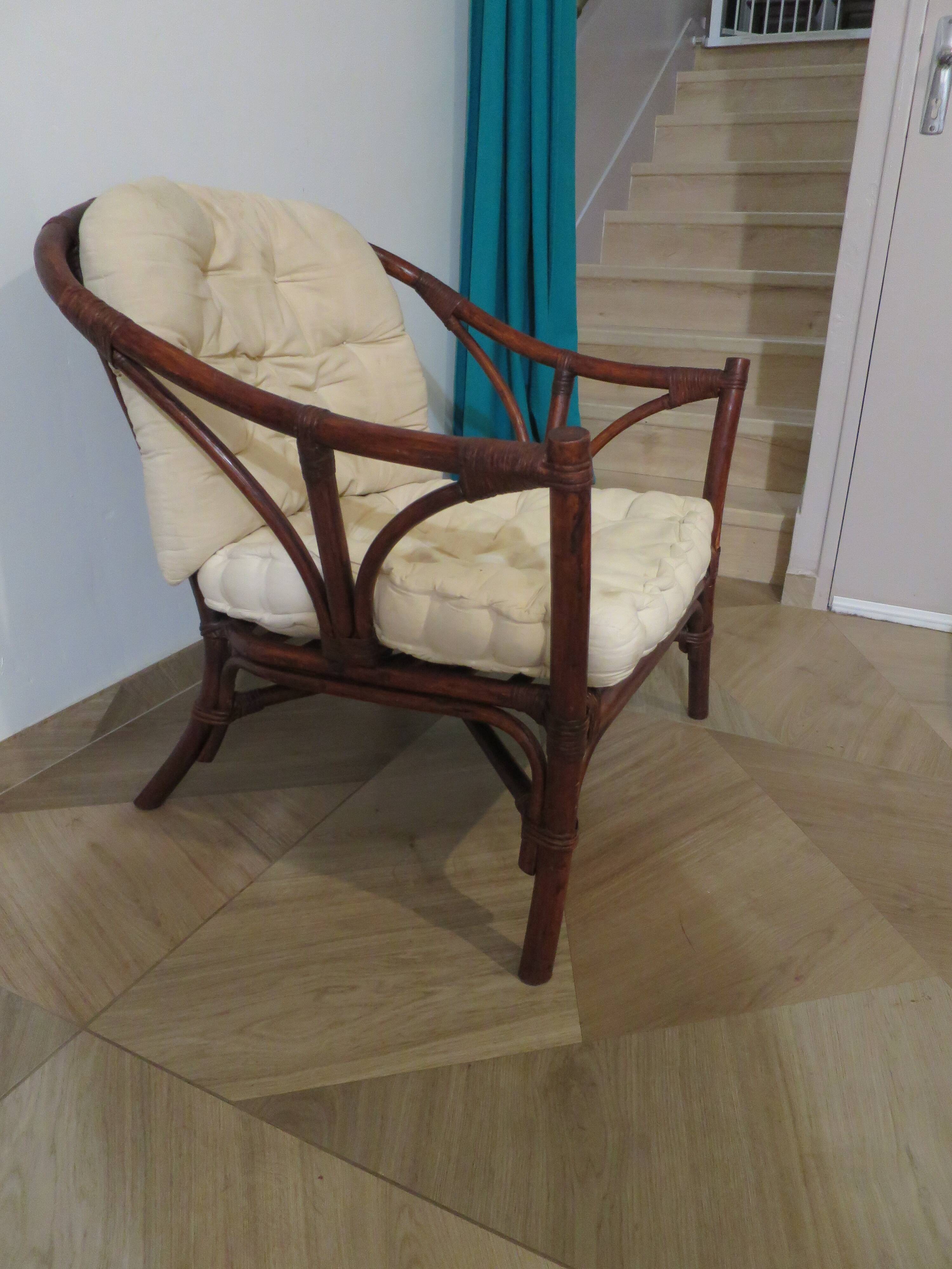 Set of 2 bamboo armchairs - curved wood - 1960s