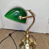 Green opaline banker lamp