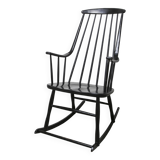 Rocking chair Grandessa en Hêtre noir par Lena Larsson 1960 pour Nesto