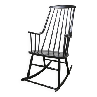 Grandessa rocking chair in black beech by Lena Larsson 1960 for Nesto
