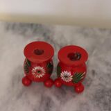 Pair of Swedish Dala Ball Candle holders