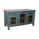Ancien buffet en teck birman patine bleue d'origine