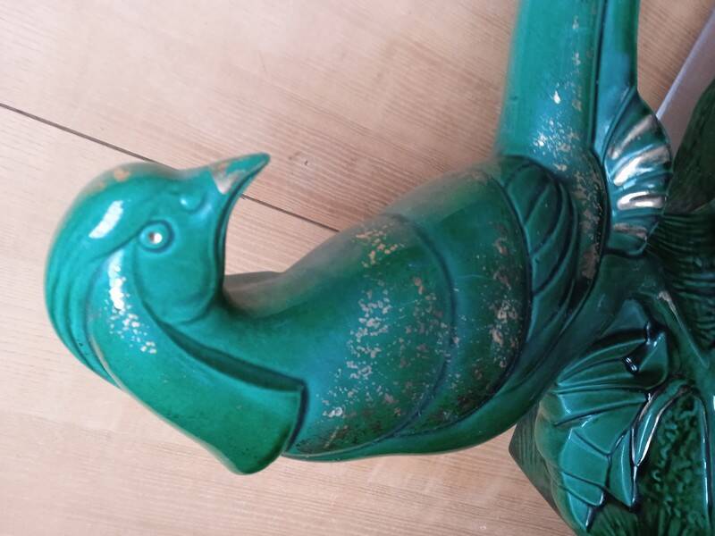 Pheasant statue sculpture glazed ceramic Ch.Lemanceau Art Deco