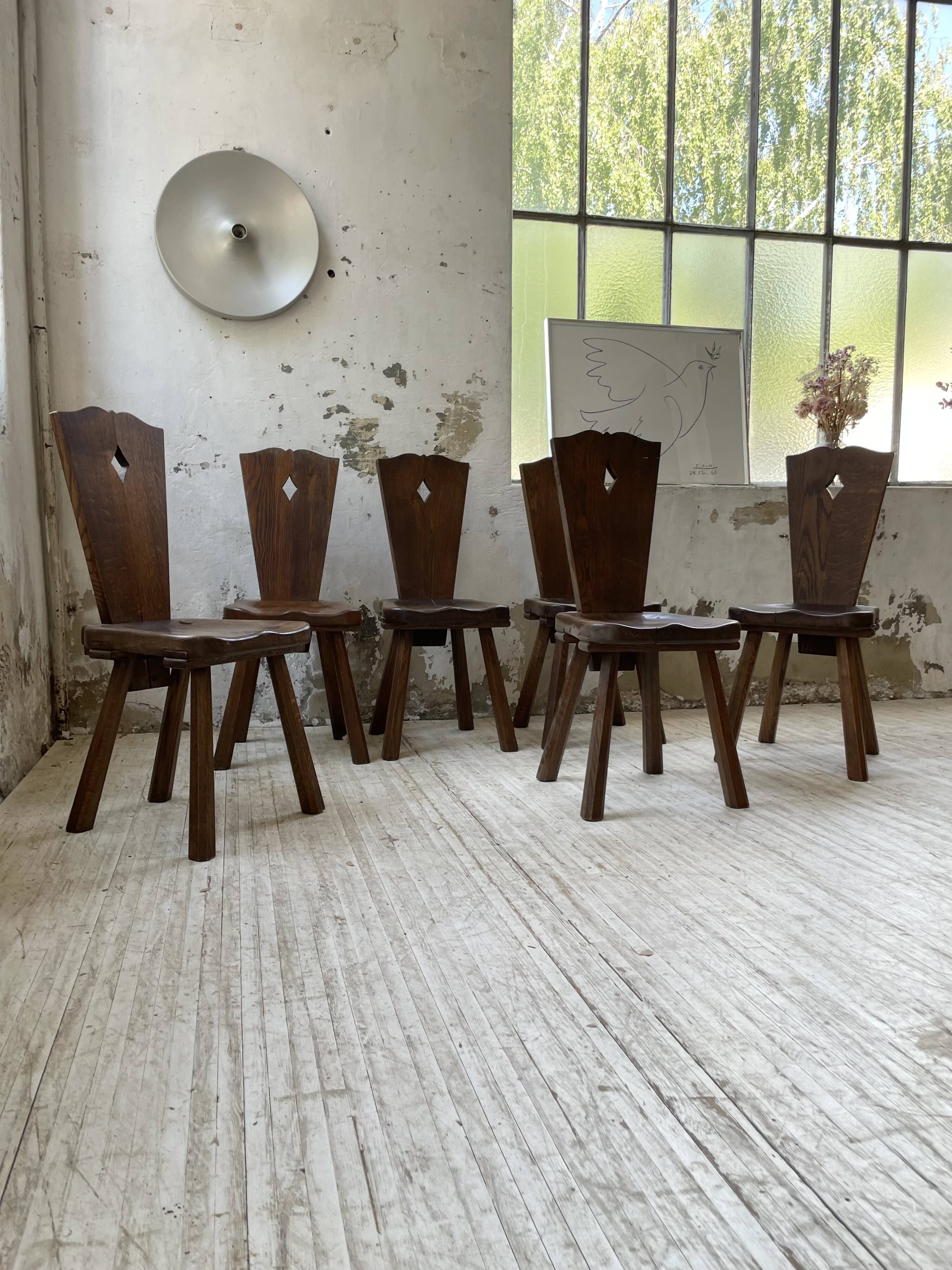 Chaises chêne massif chapo savoyarde art populaire