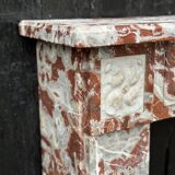 Louis XVI style fireplace in royal red and white Carrara marble circa 1900