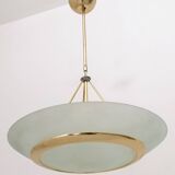 Suspension en verre gravé et laiton