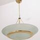 Brass and Aquamarine Etched Glass Bowl Pendant