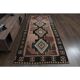 70's Brown Turkish Oushak Handmade Wool Geometric Motif Runner Rug 123x293