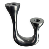 Biomorphic candleholder, solid aluminium, Spain, circa 1970s
