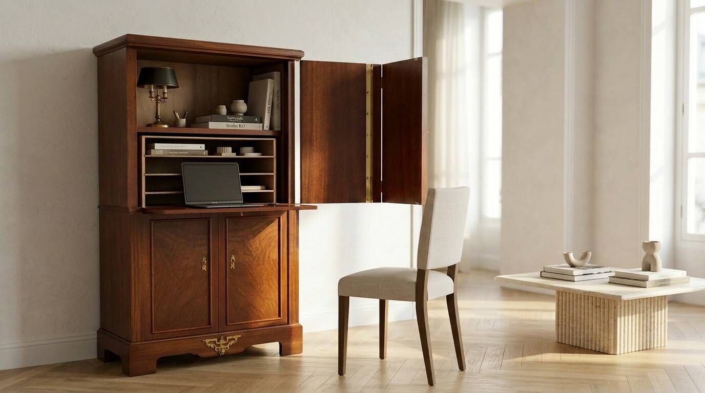 Art Deco mahogany secretary – antique convertible office furniture