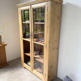 Glass cabinet or display case in pine 1950
