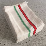 6 antique mixed tea towels with wide stripes