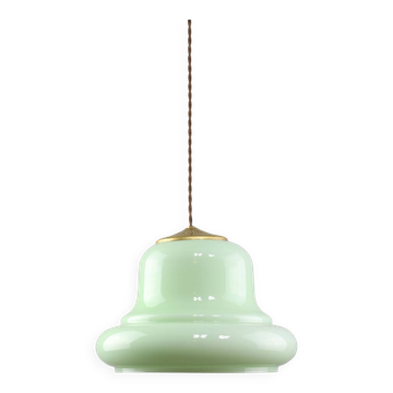 Suspension en laiton et verre vert, Italie, 1960s