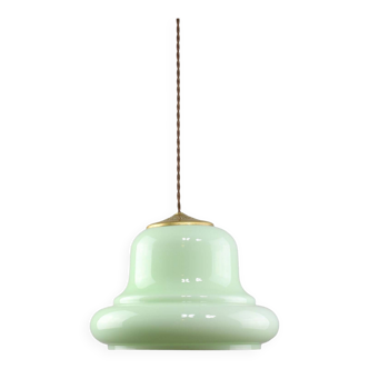 Mid-Century Italian Brass and Green Glass Pendant Lamp, 1960s