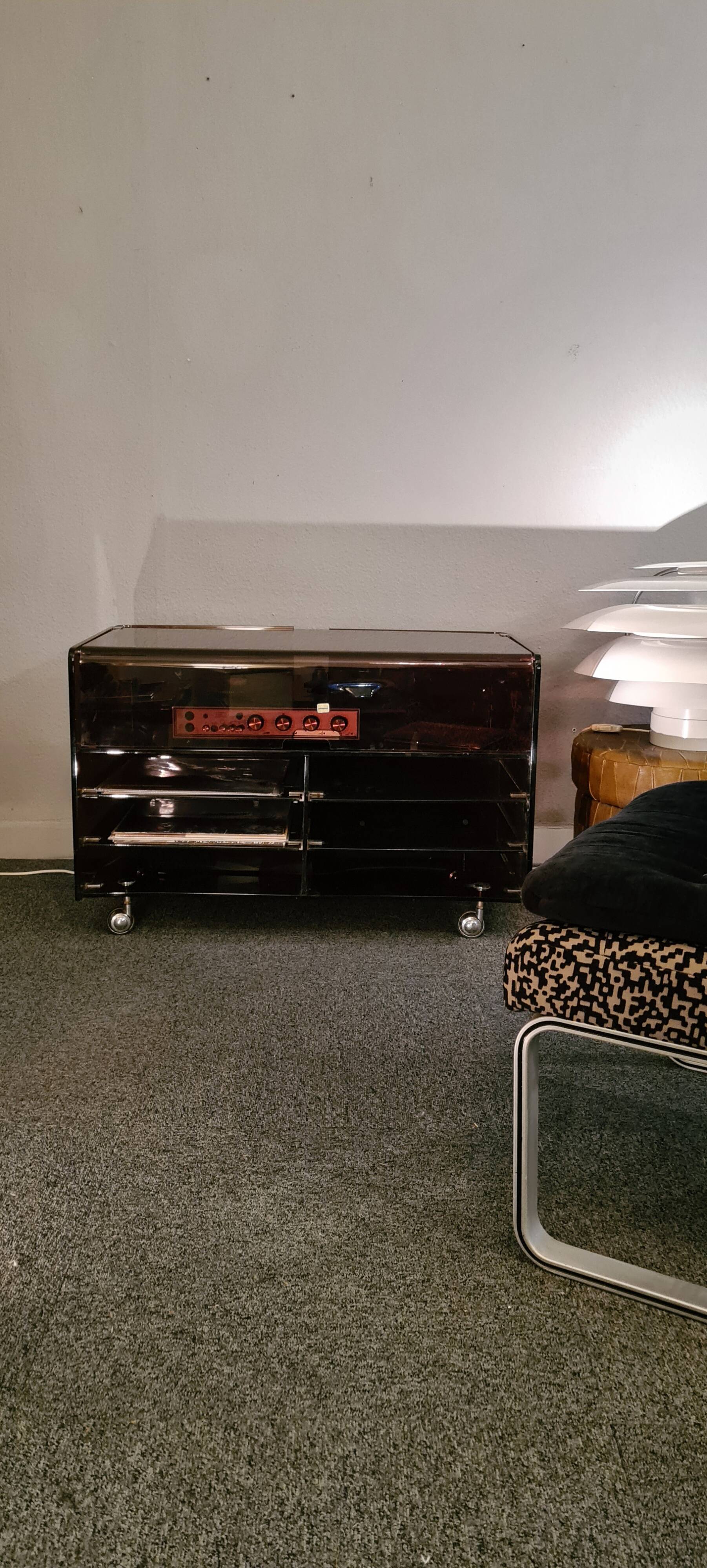Meuble hifi altuglass, années 70.