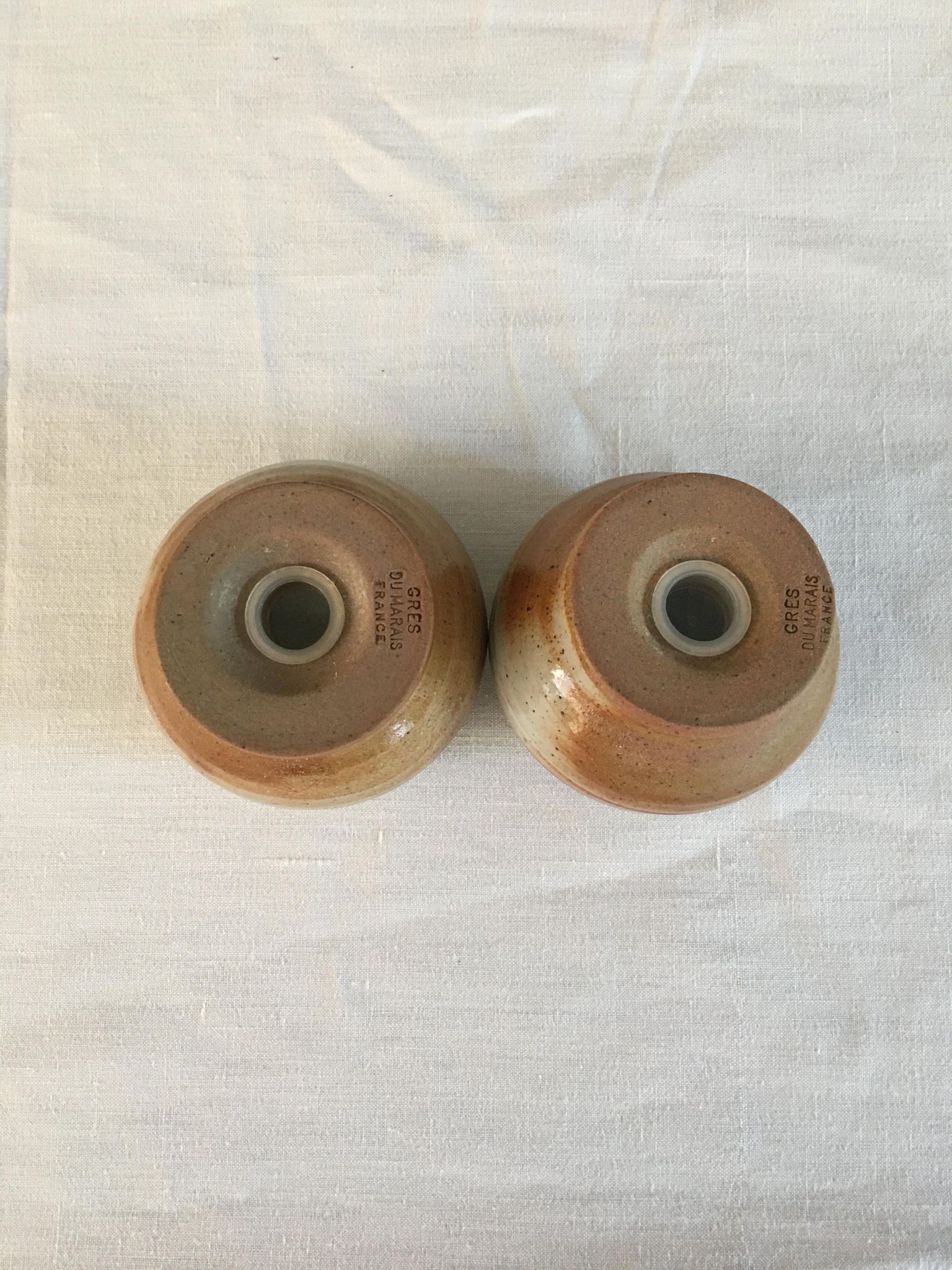 Vintage salt and pepper shaker in sandstone