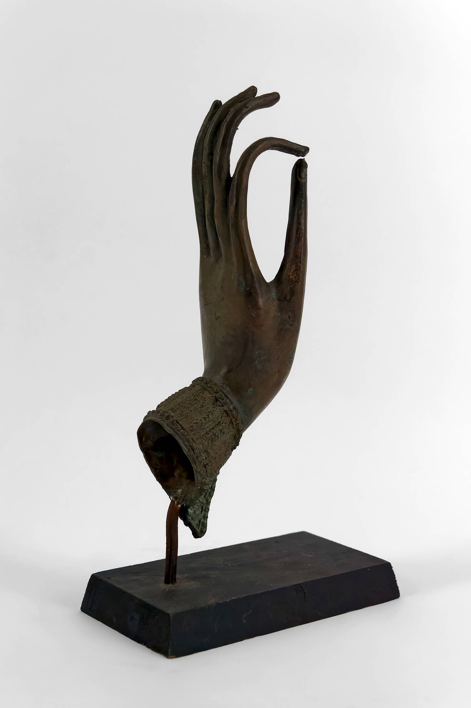 Patinated Bronze Buddha Hand, mounted on a Base, Thailand, 20th Century