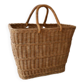 High basket with rattan handles